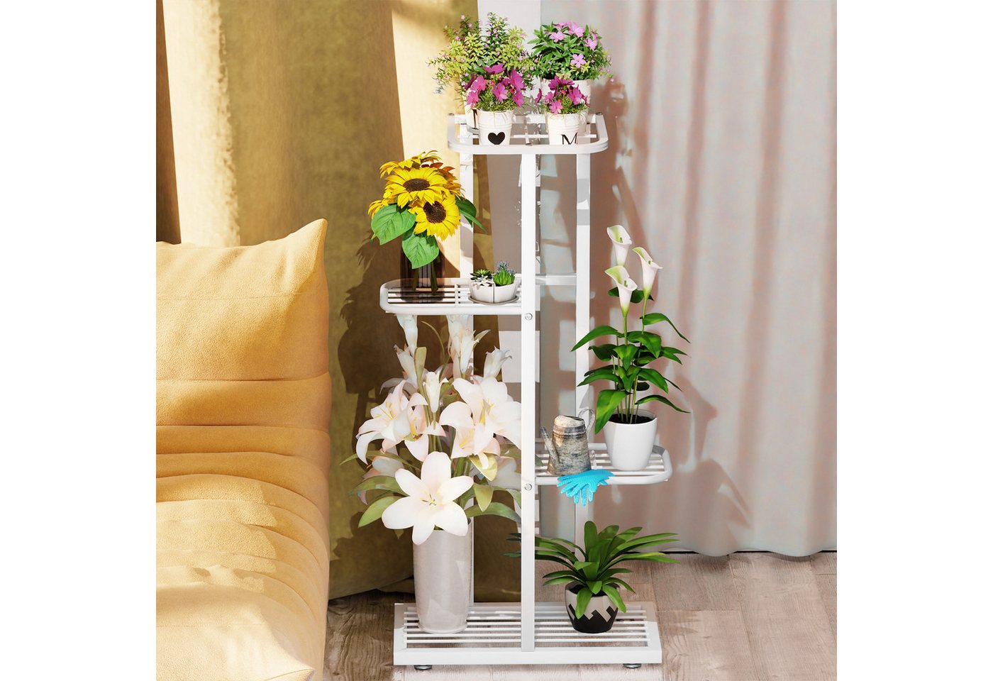 Rutaqian Blumenständer 8-Tier Metall Blumenregal Pflanzenregal, Mehrstöckig Blumenständer (Blumenbank Blumentreppe Pflanzentreppe Standregal), für Innen Garten Balkon Deko Bild 2
