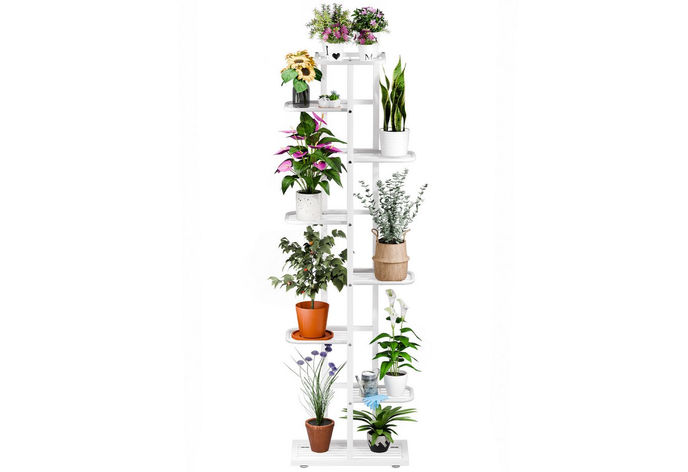 Rutaqian Blumenständer 8-Tier Metall Blumenregal Pflanzenregal, Mehrstöckig Blumenständer (Blumenbank Blumentreppe Pflanzentreppe Standregal), für Innen Garten Balkon Deko Bild 5