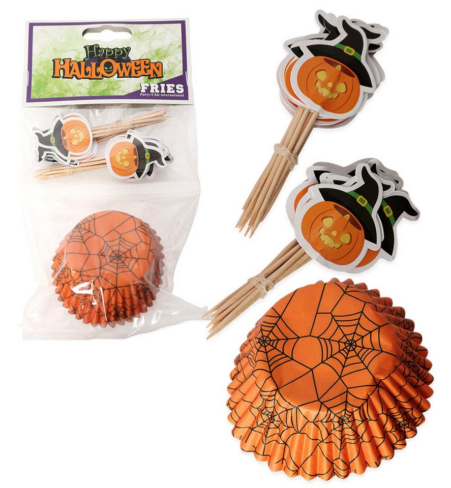 Fries Muffinform Halloween Muffin Back Set 48-tlg 24 Förmchen & 24 Toppers Karneval, 48 teiliges Set Bild 2