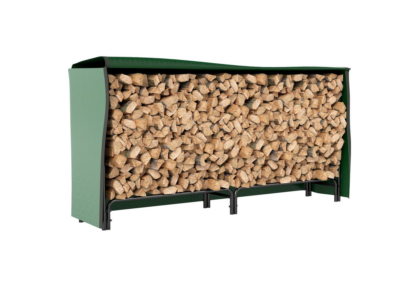 Outsunny Kaminholzregal verstellbar Brennholzregal mit wasserabweisend Abdeckung, BxTxH:200x36x99 cm, (Feuerholzregal, 1-St., Holzlager), für Garten, Terrasse, Metall, Schwarz Bild 5