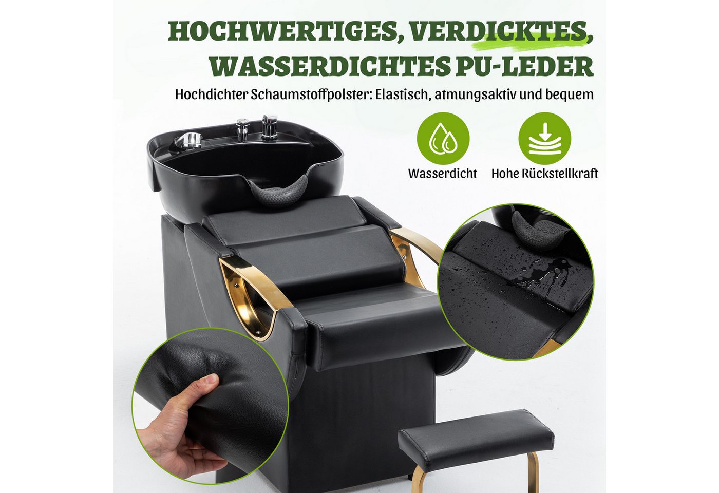 GIHAUVIA Waschbecken Professioneller Friseurwaschsessel mit Waschbecken, mit Beinstütze Bild 4