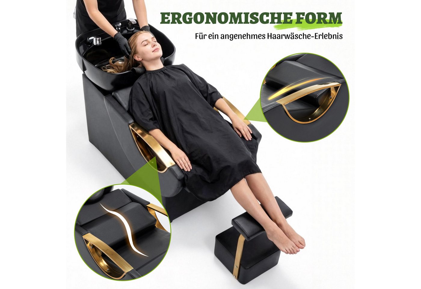 GIHAUVIA Waschbecken Professioneller Friseurwaschsessel mit Waschbecken, mit Beinstütze Bild 5