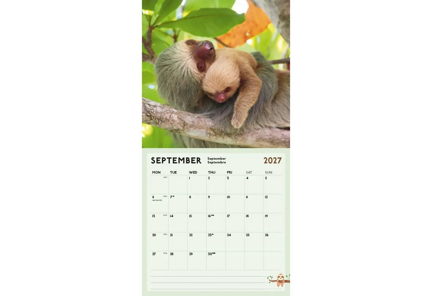 Wandkalender Faultier Kalender 2027 Bild 5