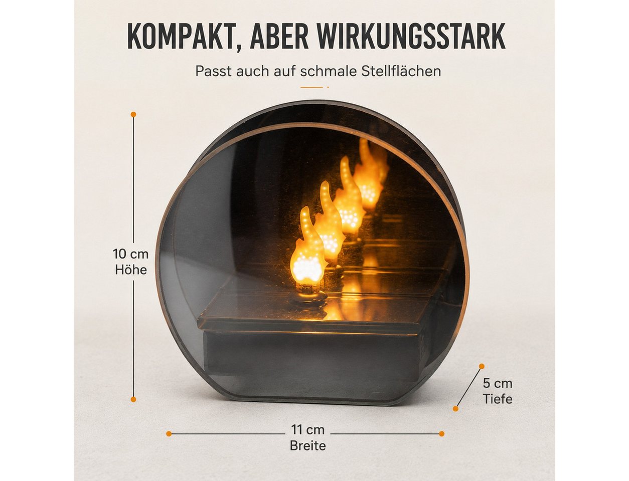 formano LED Dekolicht Flames Spiegelfeuer Magic-Grey 11 cm mit 6/18h-Timer, LED fest integriert Bild 4