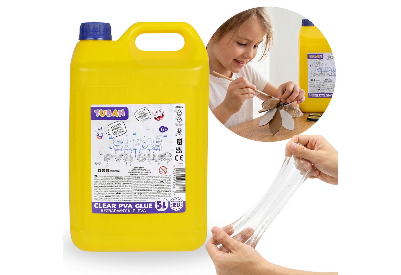 Sarcia.eu Bastelkleber Tuban Slime Kleber 5L – PVA Bastelkleber, transparent, DIY Bild 2