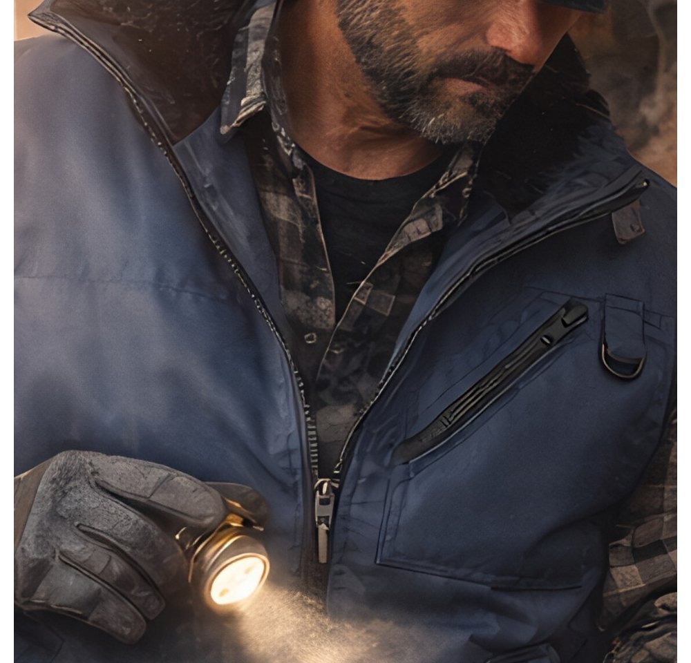 Kaiser24 Arbeitsweste Herren Pilotweste gefüttert warm Outdoor Arbeitsweste Fellkragen Blau Bild 2