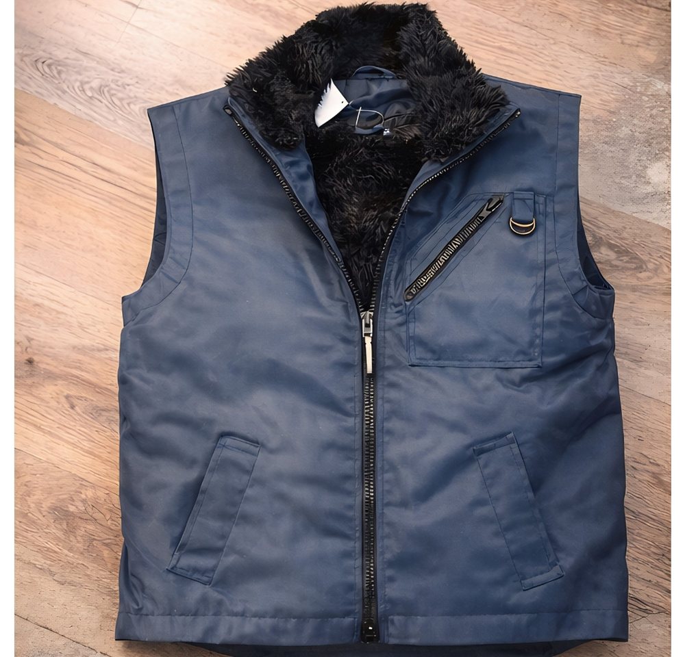 Kaiser24 Arbeitsweste Herren Pilotweste gefüttert warm Outdoor Arbeitsweste Fellkragen Blau Bild 5