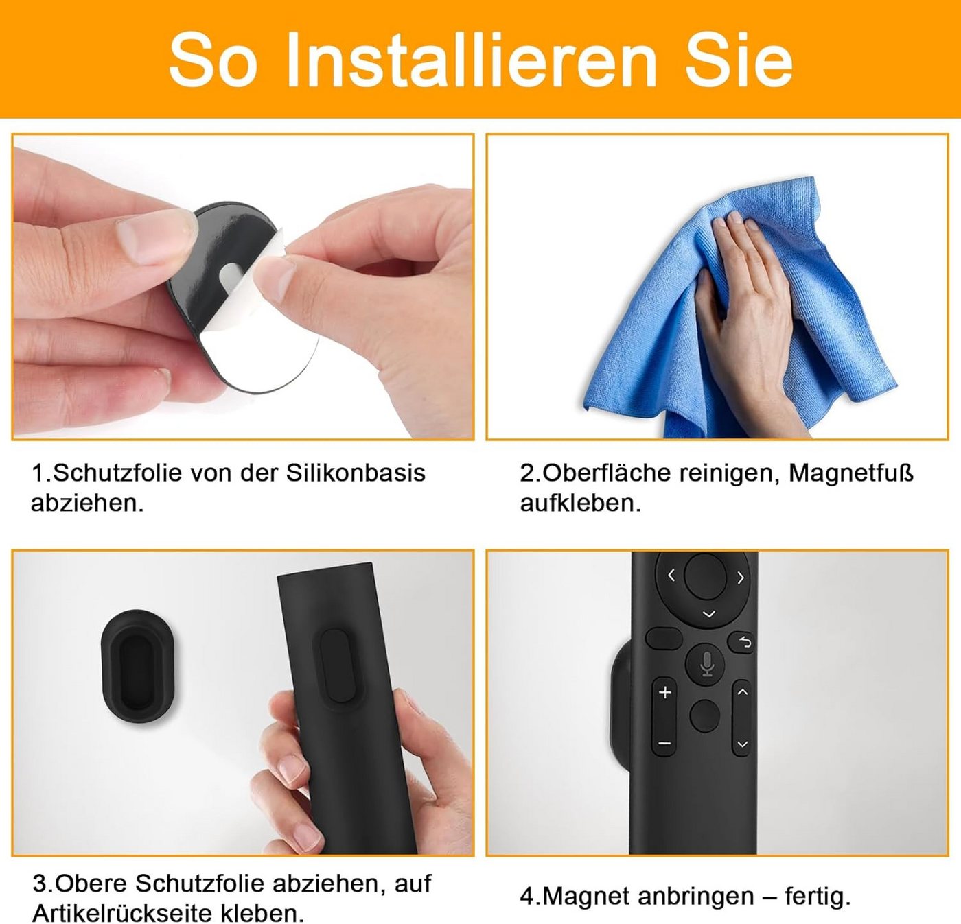 FELIXLEO Magnethalter 5er Magnetischer Fernbedienungshalter Mit Silikon Schwarz (1-St) Bild 5