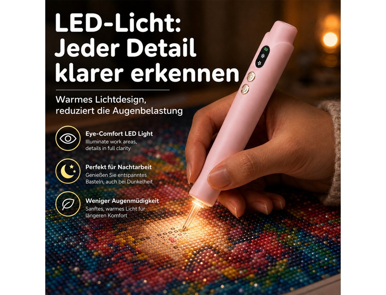 marmortrend Sehnsucht nach Einzigartigkeit Druckbleistift Elektrischer Diamond Painting Stift mit Beleuchtung, ein Tipp für alle, (keine Notwendigkeit für Trinkgeld, für alle Arten von Diamanten geeignet), neuesDesign Leiser Saugstift,Kabellos,Wiederaufladbar,direkt verwenden