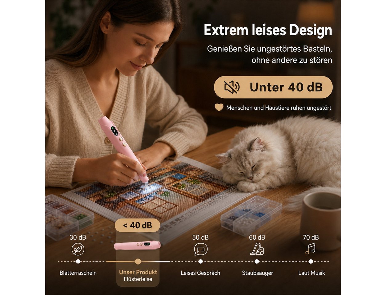marmortrend Sehnsucht nach Einzigartigkeit Druckbleistift Elektrischer Diamond Painting Stift mit Beleuchtung, ein Tipp für alle, (keine Notwendigkeit für Trinkgeld, für alle Arten von Diamanten geeignet), neuesDesign Leiser Saugstift,Kabellos,Wiederaufladbar,direkt verwenden Bild 3