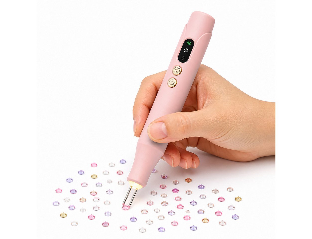 marmortrend Sehnsucht nach Einzigartigkeit Druckbleistift Elektrischer Diamond Painting Stift mit Beleuchtung, ein Tipp für alle, (keine Notwendigkeit für Trinkgeld, für alle Arten von Diamanten geeignet), neuesDesign Leiser Saugstift,Kabellos,Wiederaufladbar,direkt verwenden Bild 5