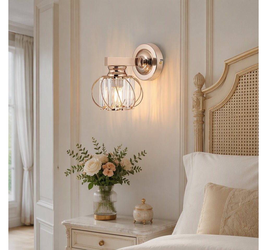 BlingBin Wandleuchte Goldene Kristall Innen,E27 Wohnzimmer Wandlampe Moderne, Gold Metall, ohne Leuchtmittel, Kristallwandleuchte für Wohnzimmer Korridor Esszimmer Bild 2