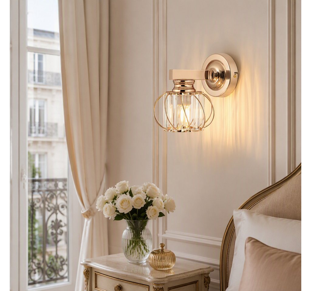 BlingBin Wandleuchte Goldene Kristall Innen,E27 Wohnzimmer Wandlampe Moderne, Gold Metall, ohne Leuchtmittel, Kristallwandleuchte für Wohnzimmer Korridor Esszimmer Bild 4