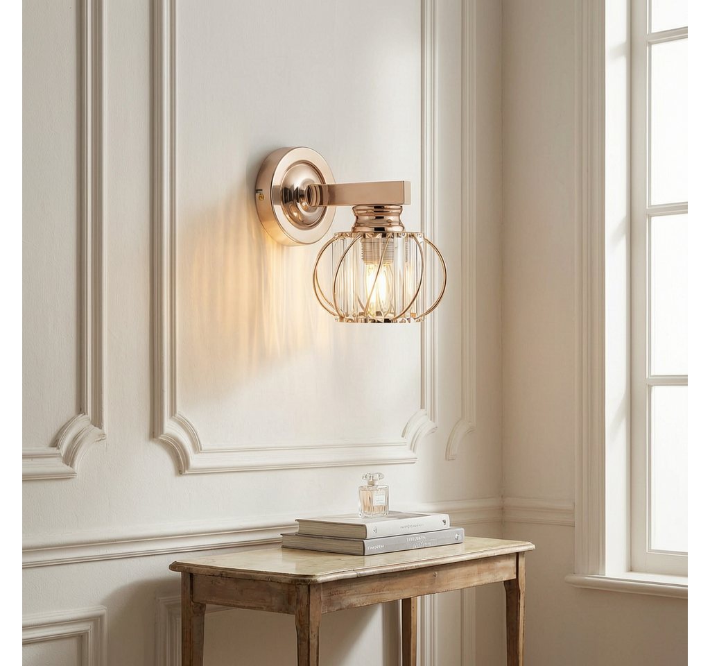 BlingBin Wandleuchte Goldene Kristall Innen,E27 Wohnzimmer Wandlampe Moderne, Gold Metall, ohne Leuchtmittel, Kristallwandleuchte für Wohnzimmer Korridor Esszimmer Bild 5