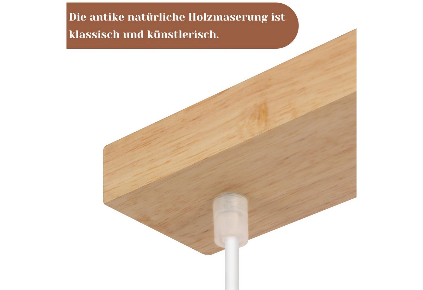 Nettlife Pendelleuchte Pendelleuchte 4 Flammig GU10 Holz Weiß, Höhenverstellbar, LED wechselbar, Pendellampe für Esszimmer Küche Café Wohnzimmer Bild 5