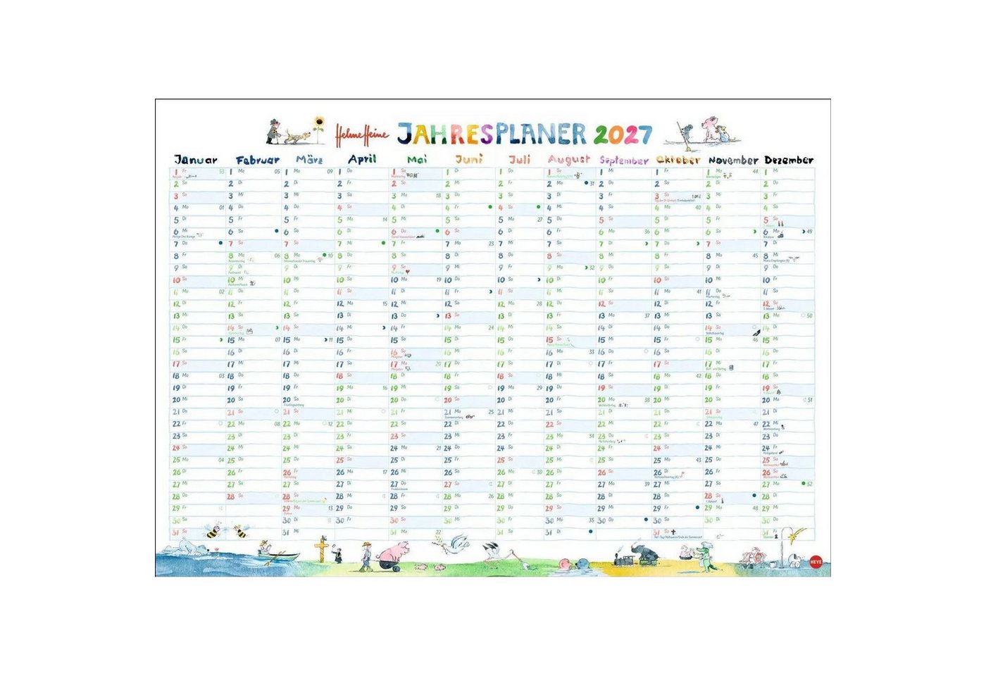 HEYE Wandkalender Helme Heine: Tafelkalender A3 2027 Bild 3