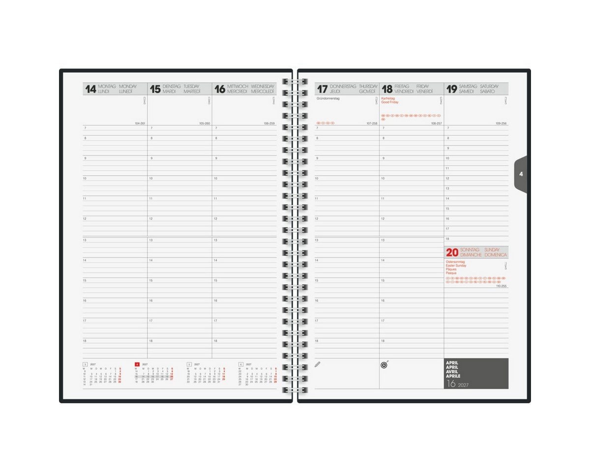 BRUNNEN Buchkalender Buchkalender 797 16,8x24cm 1 Woche/2 Seiten Karton-Einband schwarz 202