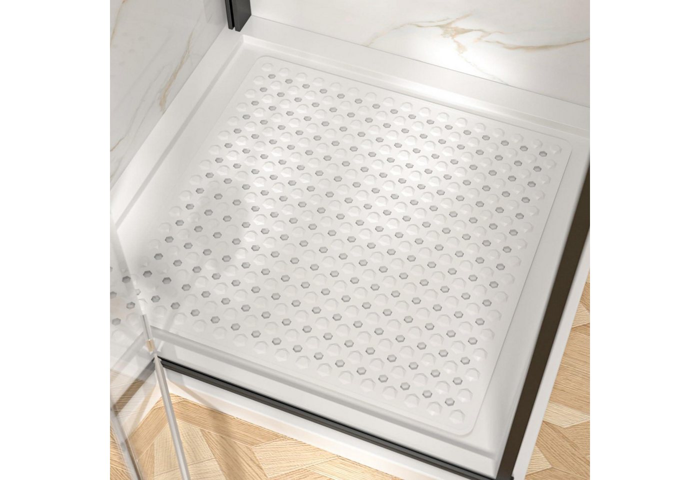 LuxusKollektion Duscheinlage Duschmatte rutschfest Saugnäpfe BPAfrei Weiß 60 x 60 cm (Quadratisch)