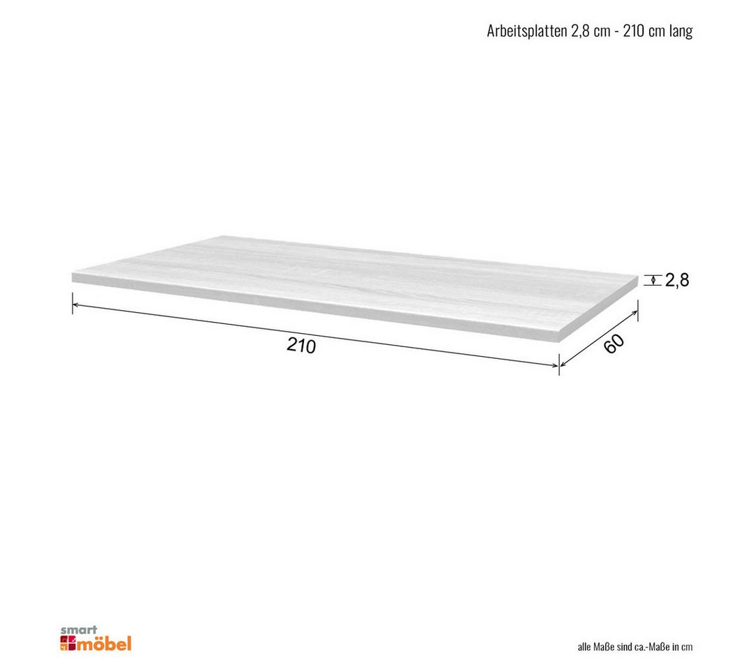 Flex-Well Arbeitsplatte Arbeitsplatte - 210 x 60 x 2,8 cm - Sonoma Eiche – Salerno Bild 2
