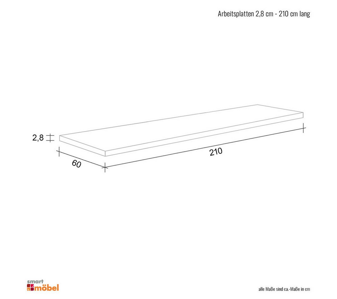 Flex-Well Arbeitsplatte Arbeitsplatte - 210 x 60 x 2,8 cm - Sonoma Eiche – Salerno Bild 5