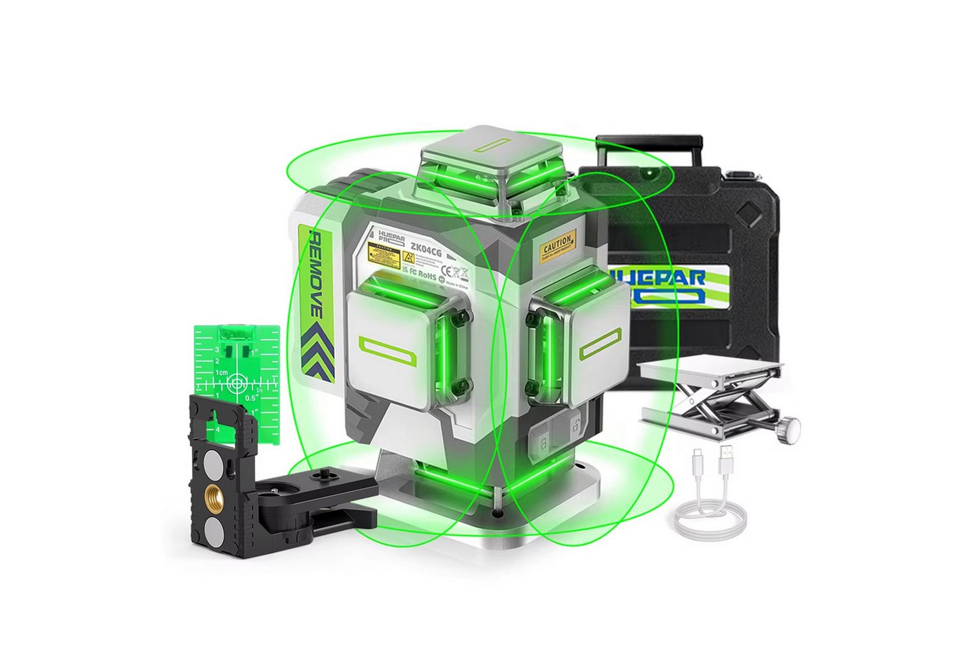 Insma Kreuzlinienlaser Grün 16 Linien 4×360° Linienlaser 4D Lasernivellier Selbstnivellierend, (mit 1x Akku 8000mAh), ±2 mm/10m Laserwasserwaage mit 8000mAh Akku,Fernbedienung, IP54,USB-C Bild 4
