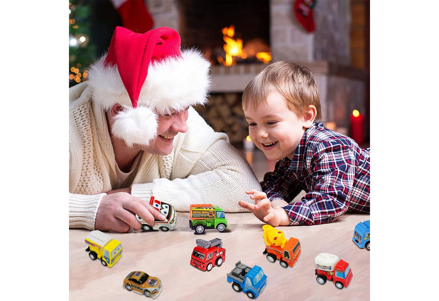 Bomiclss DIY-Adventskalender Adventskalender 2026 Autos Kinder, Weihnachtskalender Jungen (24-tlg), 24 Stück Willkürlich Auto Weihnachtskalender zum Befüllen