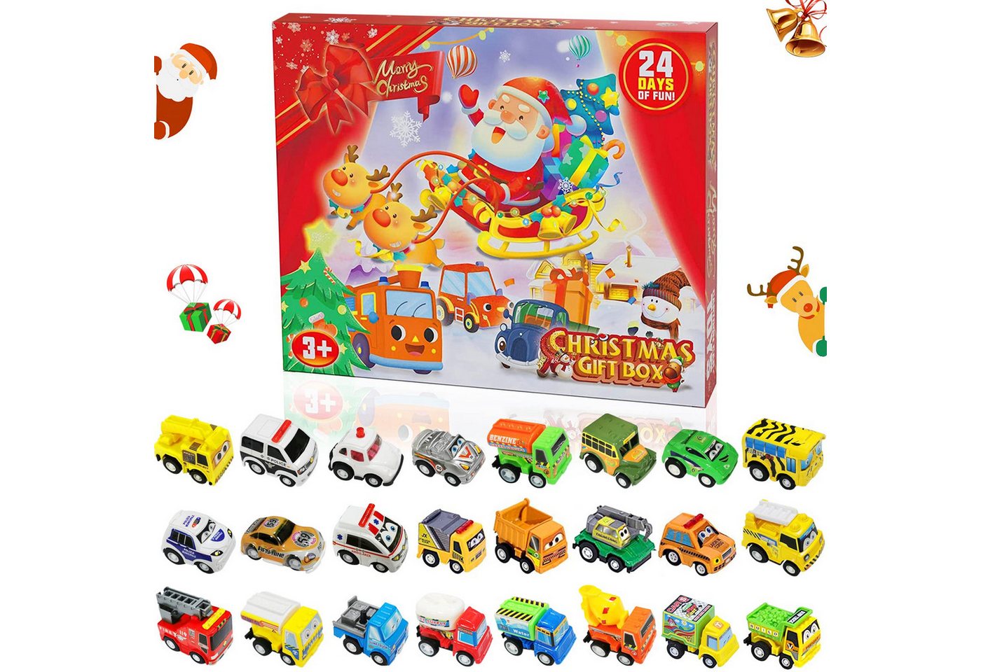 Bomiclss DIY-Adventskalender Adventskalender 2026 Autos Kinder, Weihnachtskalender Jungen (24-tlg), 24 Stück Willkürlich Auto Weihnachtskalender zum Befüllen Bild 5
