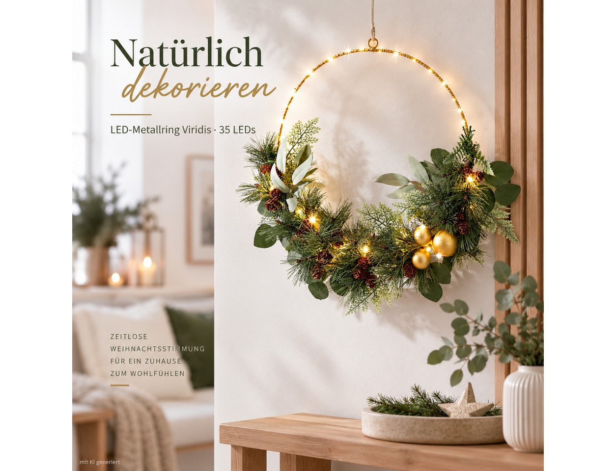 Weltbild LED Dekolicht LED-Metallring Viridis 35 LEDs LED Ring Dekoring Lichtring Dekoration, Lichtdeko Leuchtring Metallring Weihnachtsdeko Adventsdeko Bild 3