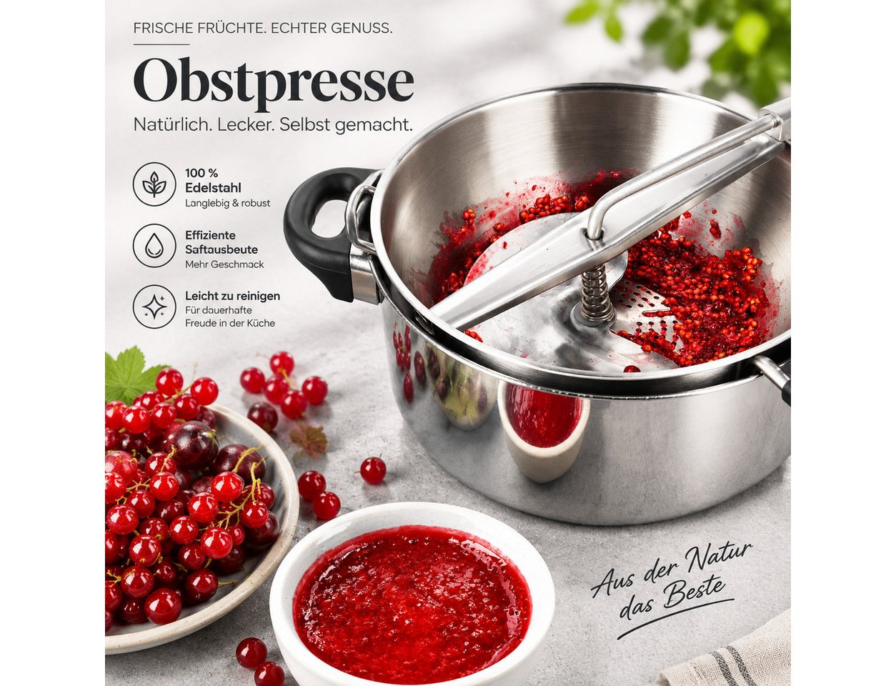 MC Star Passiersieb Passiergerät aus Edelstahl mit 3X Siebeinsatz passiermühle für Suppe Bild 2