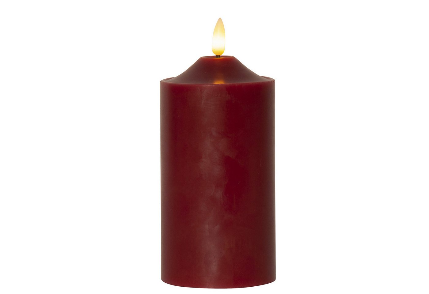 MARELIDA LED-Kerze Stumpenkerze Echtwachs 3D Flamme H: 17cm, D: 7,5cm Batterie Timer rot, LED Classic, warmweiß (2100K bis 3000K) Bild 4