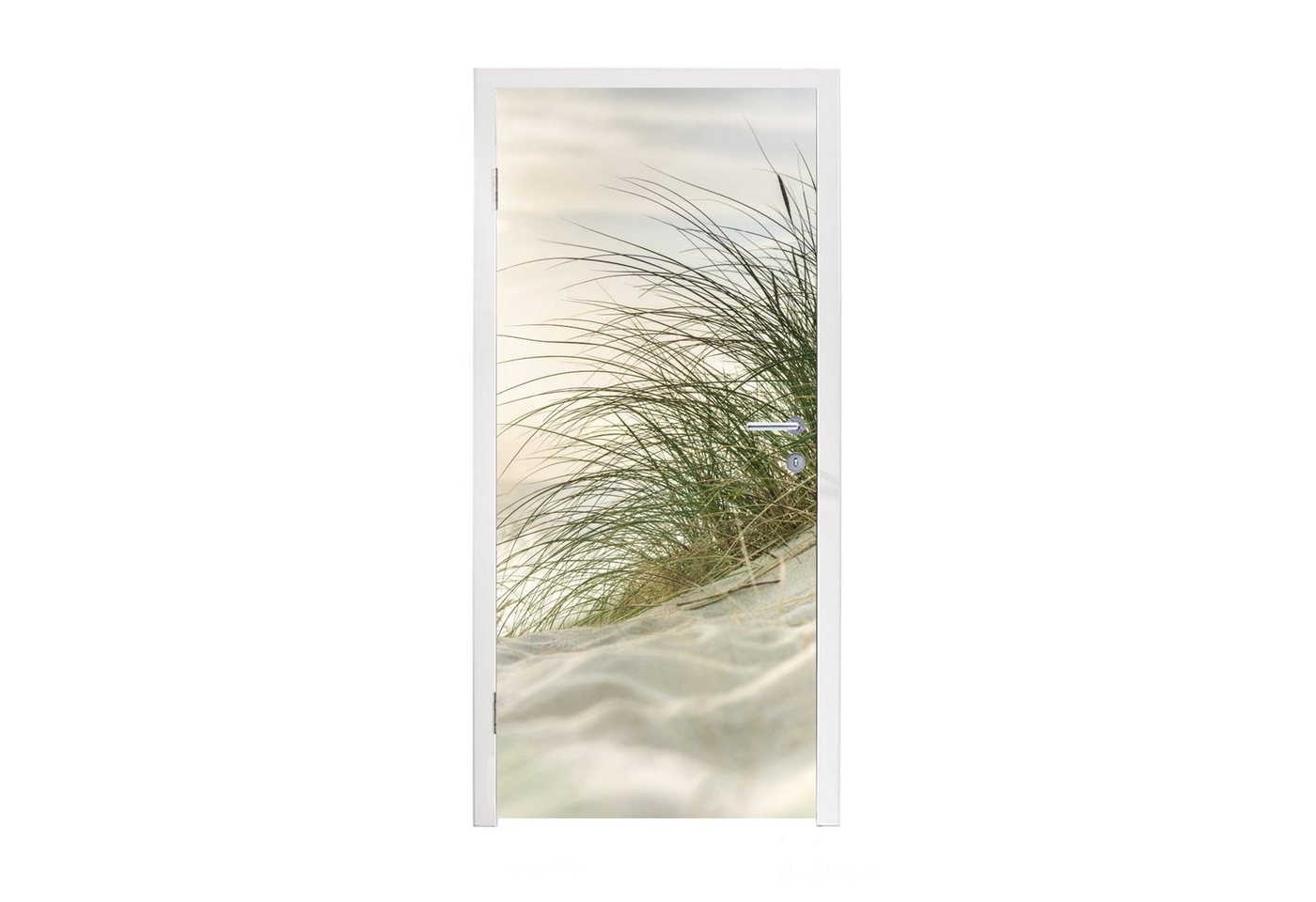 MuchoWow Türtapete Dünen mit Strandhafer in der Sonne des Nationalparks Schleswig-Holstei, Matt, bedruckt, (1 St), Selbstklebende Tapete, Folie für Möbel, 75x205 cm Bild 2