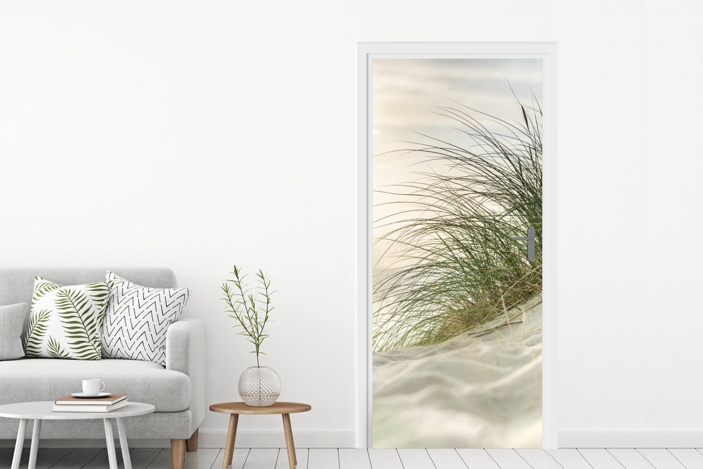 MuchoWow Türtapete Dünen mit Strandhafer in der Sonne des Nationalparks Schleswig-Holstei, Matt, bedruckt, (1 St), Selbstklebende Tapete, Folie für Möbel, 75x205 cm Bild 5