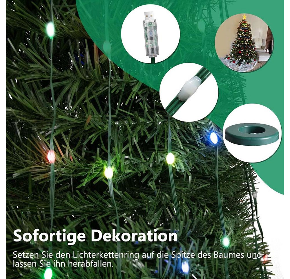 Jibenhome LED-Lichterkette LED Lichterkette RGB Christbaumbeleuchtung Bäume mit Ring,160 LEDs, APP-Kontrolle,LED Lichtvorhang,Wasserfall Lichter mit Fernbedienung Bild 2