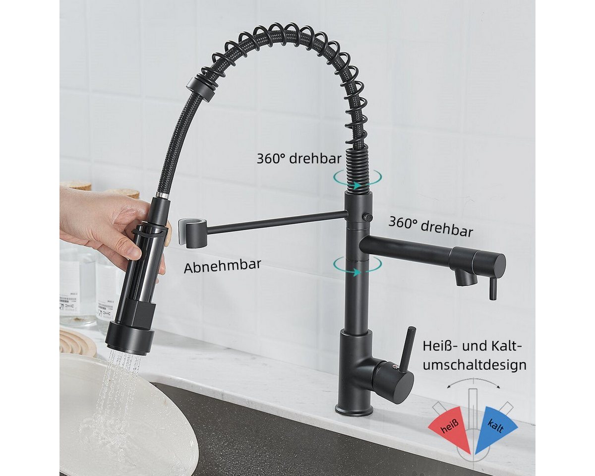 SEHAUSEU Küchenarmatur Wasserhahn Küche Bad Spültischarmatur Waschtischarmatur abnehmbar Hochdruckarmatur Bild 2