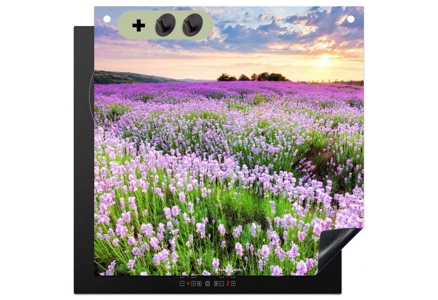 KitchenYeah Küchenrückwand Lavendel - Blumen - Lila - Blumenfeld, (1-tlg), Kochfeld Abdeckung Ceranfeld, Induktionsschutzmatte, 58x59 cm Bild 3