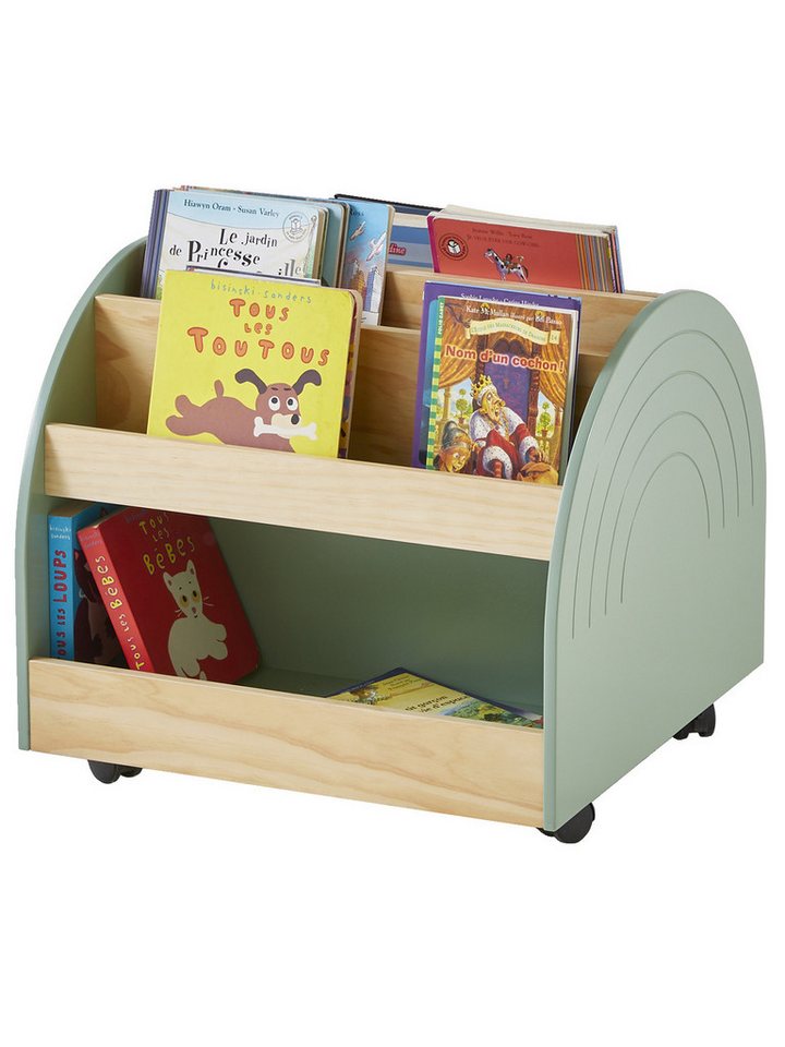vertbaudet Bücherregal Kinderzimmer Bücherregal auf Rollen REGENBOGEN
