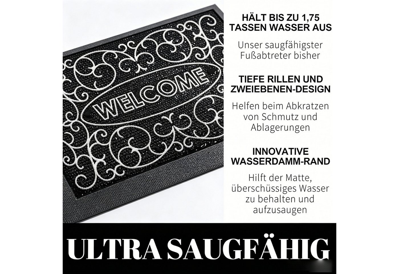 ibettertec Fußmatte Eingangsmatte Schmutzfangmatte Kokosfasern antibakteriell wetterfest, antibakteriell, pflegeleicht, für Innen- und Außenbereich geeignet Bild 5