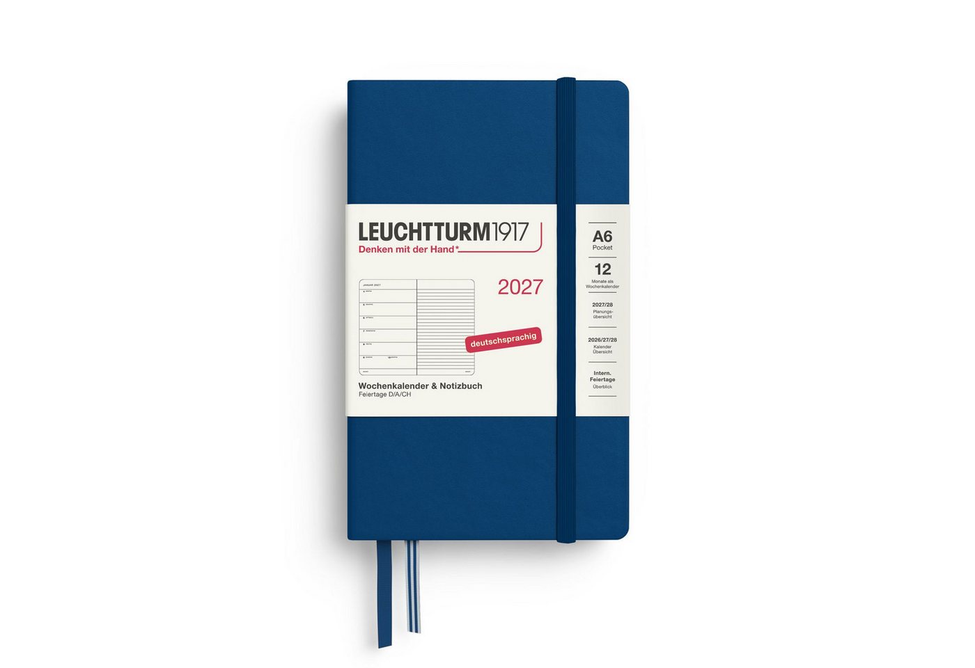 Leuchtturm1917 Taschenkalender Wochenkalender 2027 & Notizbuch Pocket A6 Hardcover Indigo