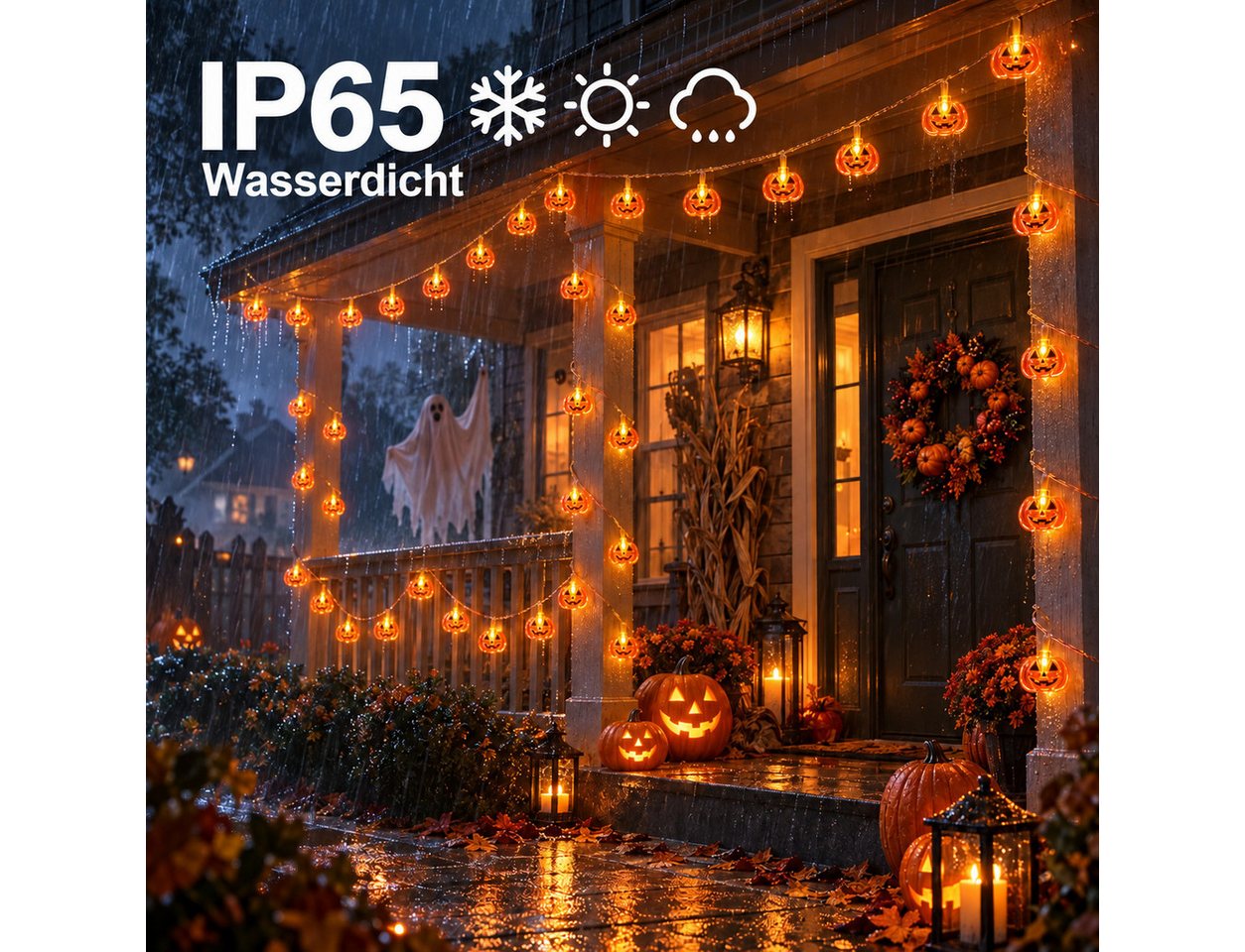 nsihing LED-Lichterkette Halloween Lichterkette 3 m, 20 LED, Batteriebetrieben, IP65, Für Innen & Außen, Ideal für Kürbis- & Halloween-Dekoration Bild 3