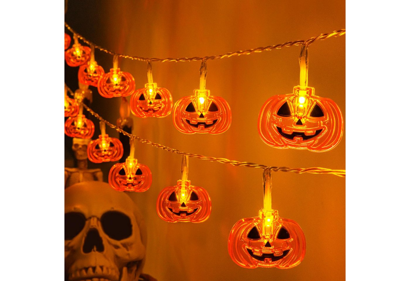 nsihing LED-Lichterkette Halloween Lichterkette 3 m, 20 LED, Batteriebetrieben, IP65, Für Innen & Außen, Ideal für Kürbis- & Halloween-Dekoration Bild 4