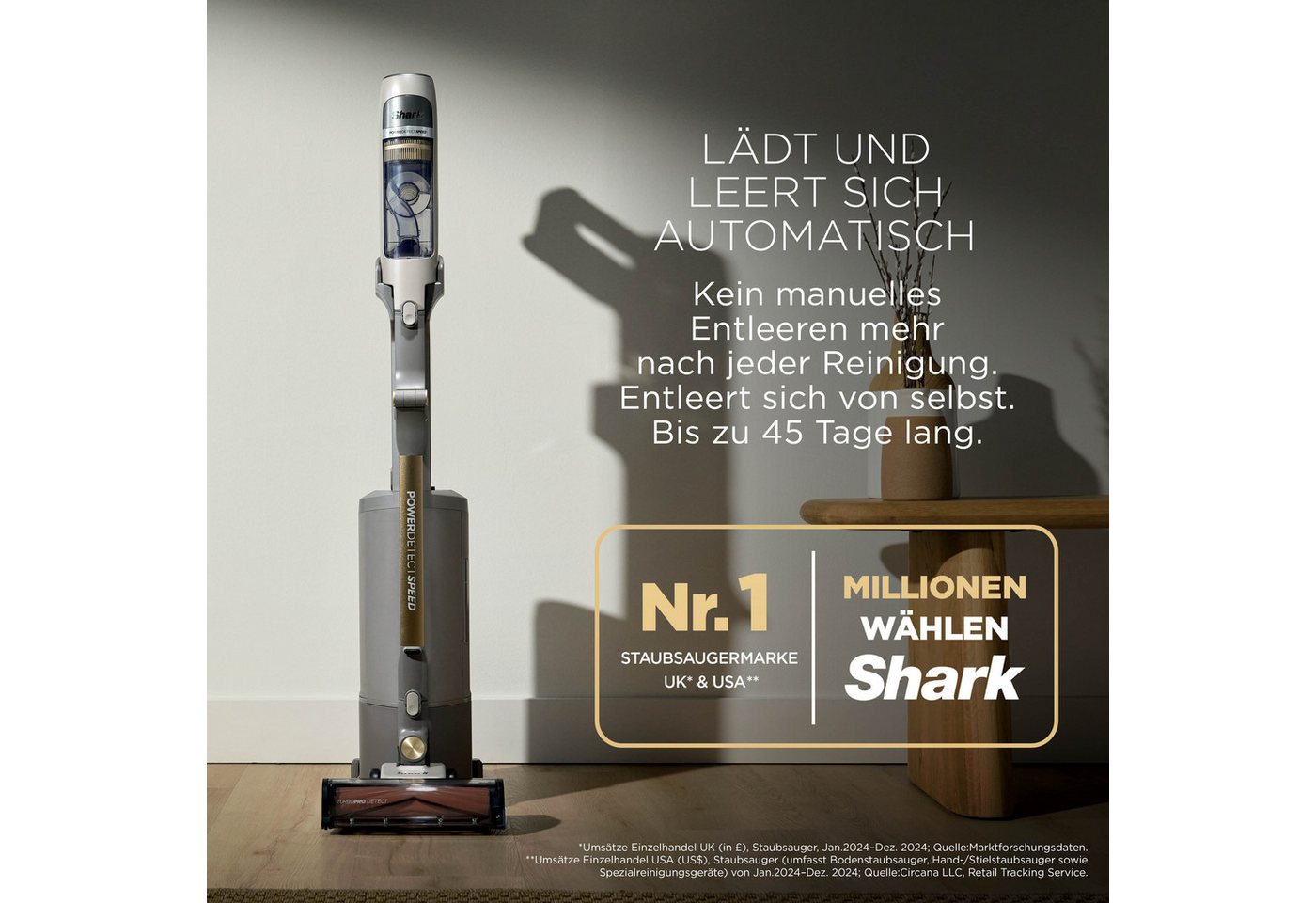 Shark Akku-Hand-und Stielstaubsauger Shark PowerDetect Speed Luxe Collection Clean & Empty, 4 POWERDETECT-TECHNOLOGIEN, Selbstentleerende Ladestation Bild 5