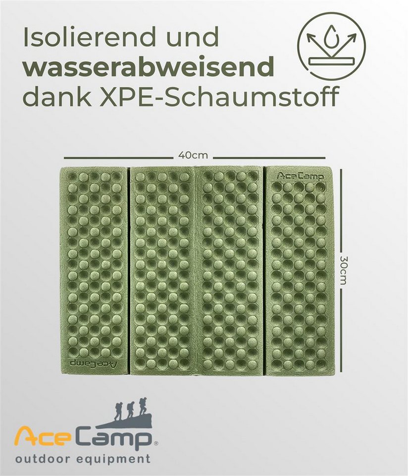 AceCamp Isomatte 2x Portable Pad 40 x 30 x 1 cm Green, (2-tlg), leichtgewichtig, platzsparend faltbar, robust & strapazierfähig Bild 5