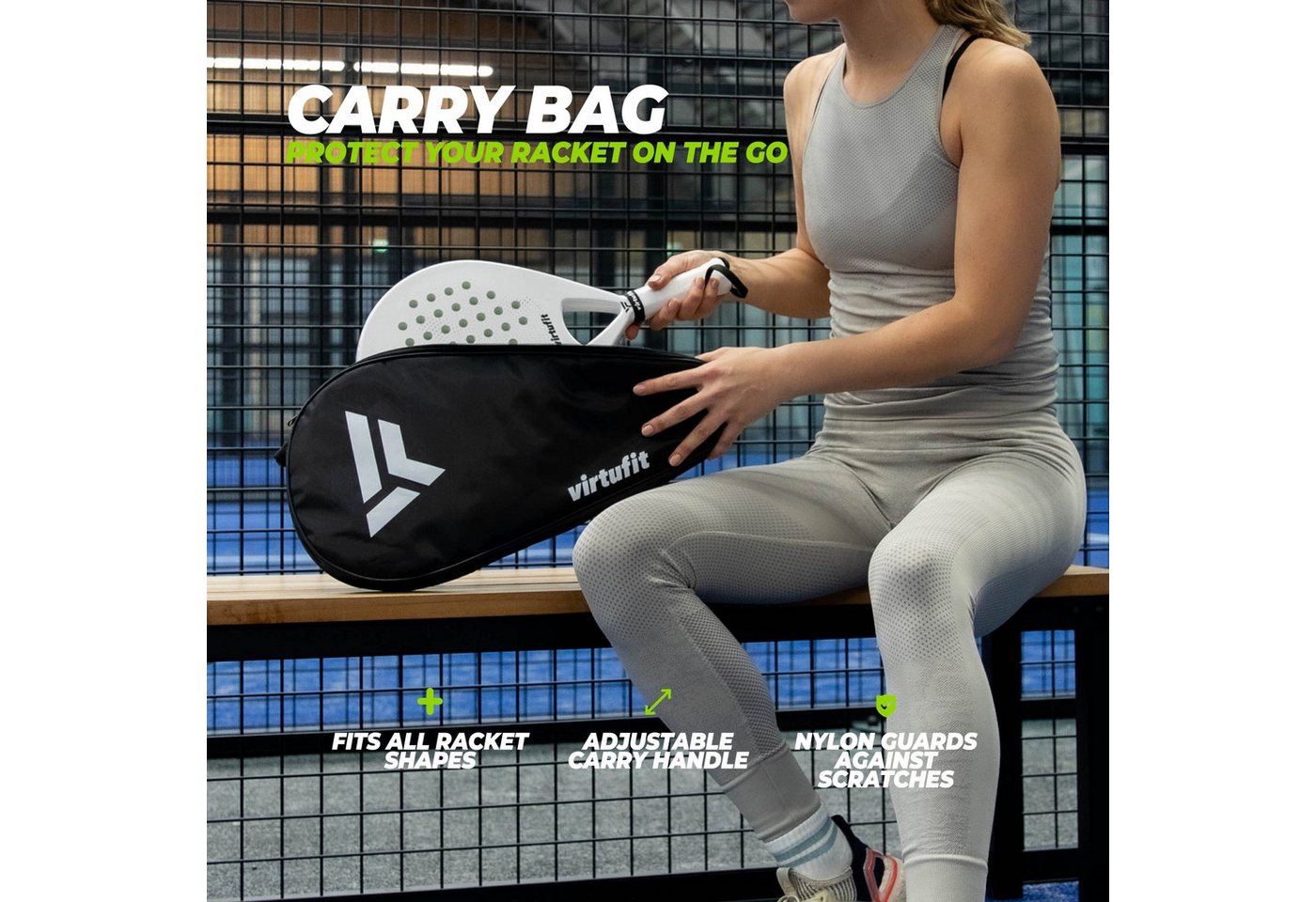 VirtuFit Padelschläger VirtuFit Padel-Schlägertragetasche für 1 Schläger, Schwarz/Weiß Bild 3