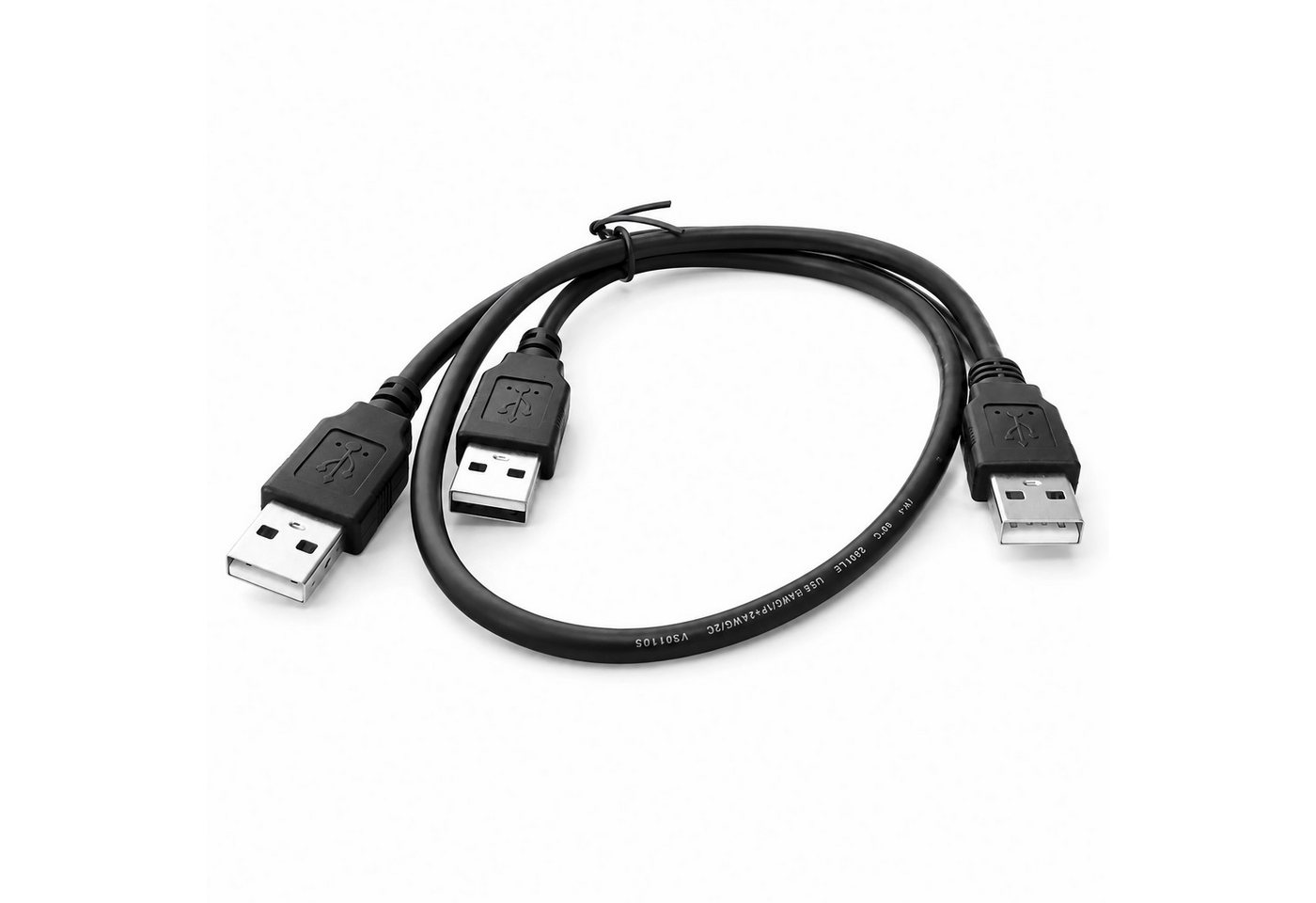 Bolwins R39 USB Y-Kabel für PC & Festplatten, 1x USB-A auf 2x USB-A, 70 cm USB USB-Kabel, USB-A Stecker, USB-A Stecker, Keine Kupplung vorhanden, Y-Kabel mit 2x USB-A Stecker (70 cm), USB 2.0 Y-Kabel mit Zusatzstromversorgung für USB-Geräte 70cm