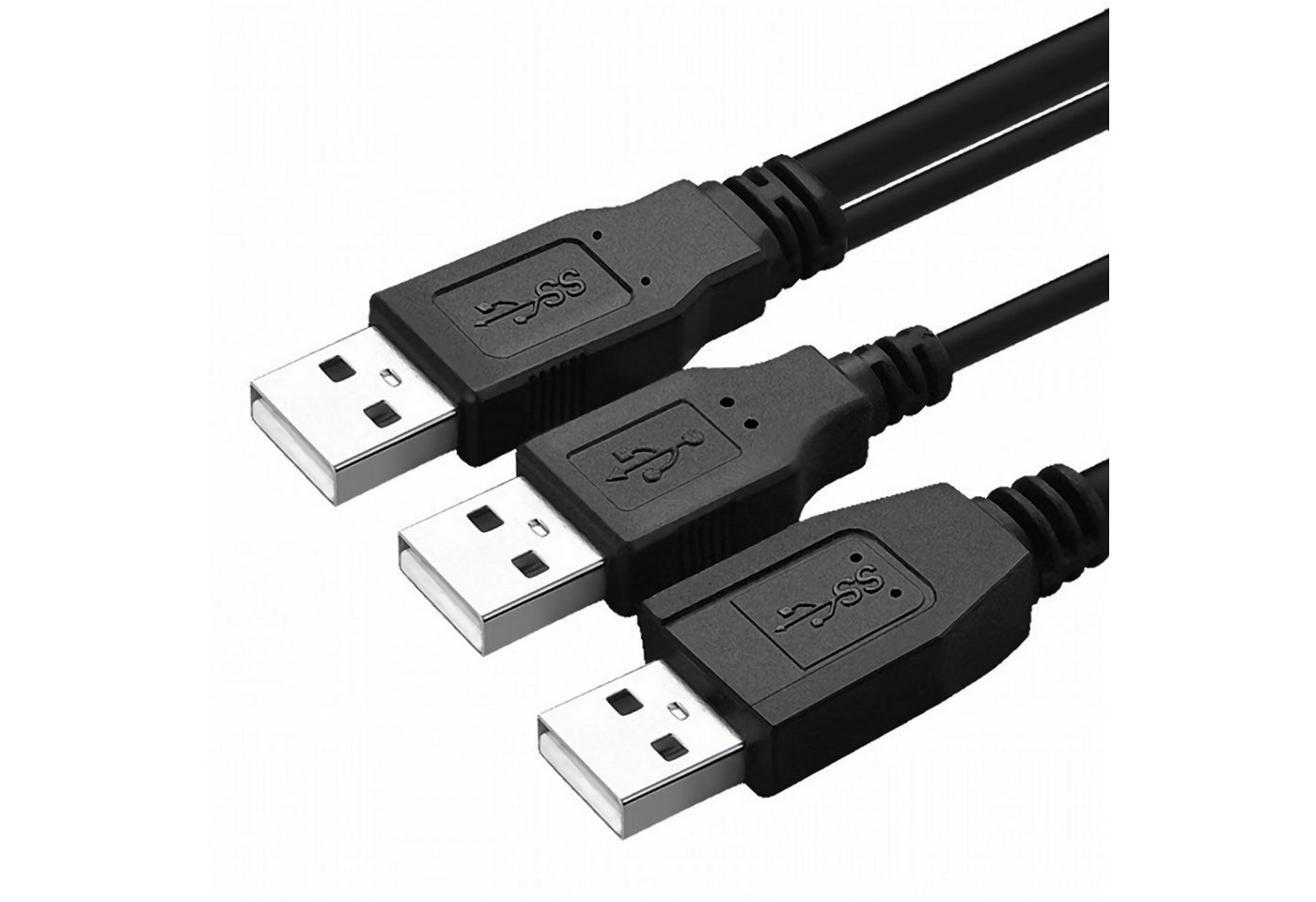 Bolwins R39 USB Y-Kabel für PC & Festplatten, 1x USB-A auf 2x USB-A, 70 cm USB USB-Kabel, USB-A Stecker, USB-A Stecker, Keine Kupplung vorhanden, Y-Kabel mit 2x USB-A Stecker (70 cm), USB 2.0 Y-Kabel mit Zusatzstromversorgung für USB-Geräte 70cm Bild 3