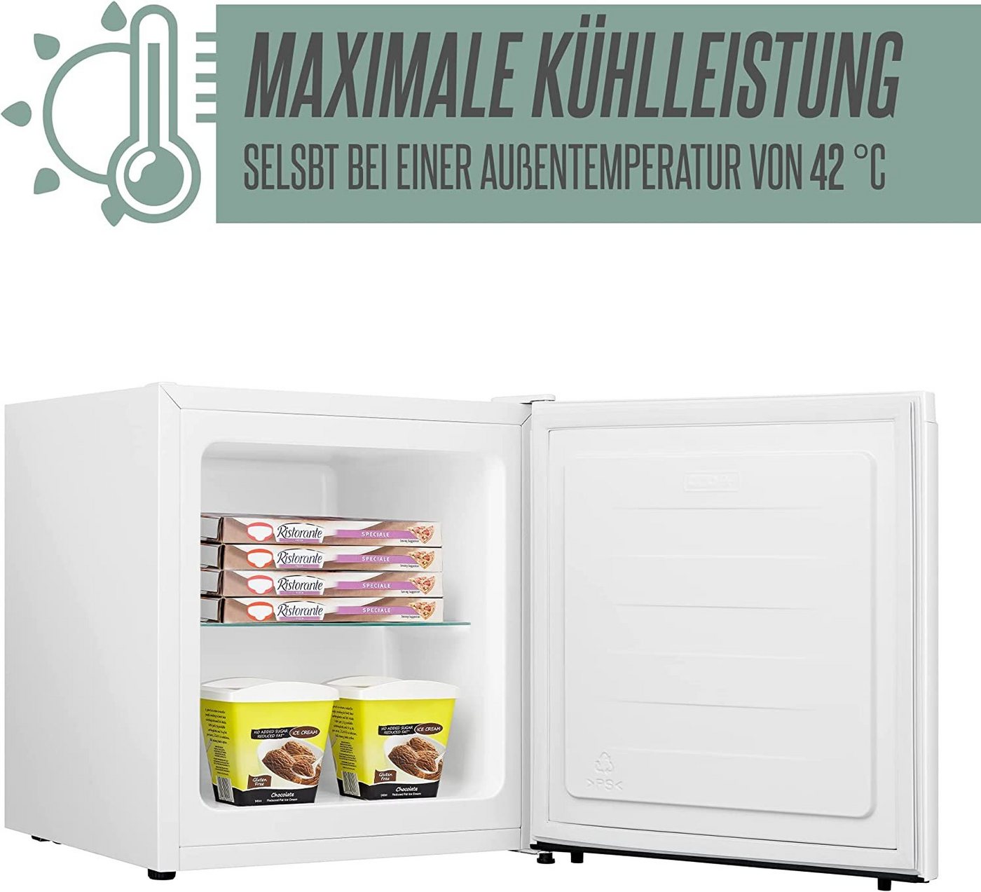 Heinrich´s Gefrierschrank Mini Freezer HGB 4088 W, 51 cm hoch, 44 cm breit, Gefrierbox, 39db, Freezer 33L perfekt Tiefkühlen Bild 4