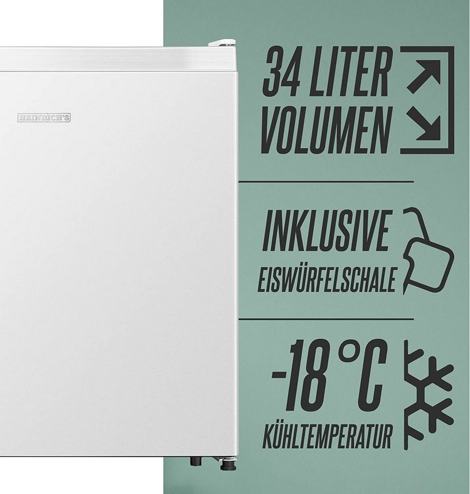 Heinrich´s Gefrierschrank Mini Freezer HGB 4088 W, 51 cm hoch, 44 cm breit, Gefrierbox, 39db, Freezer 33L perfekt Tiefkühlen Bild 5