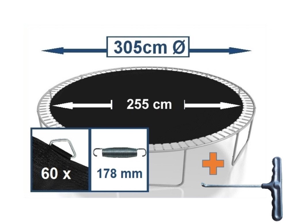 walexo Gartentrampolin Sprungtuch für Trampolin Ø 305 cm 60 Ösen (Federn 17,8 cm), (Sprungtuch inclusive Federspanner) Bild 4