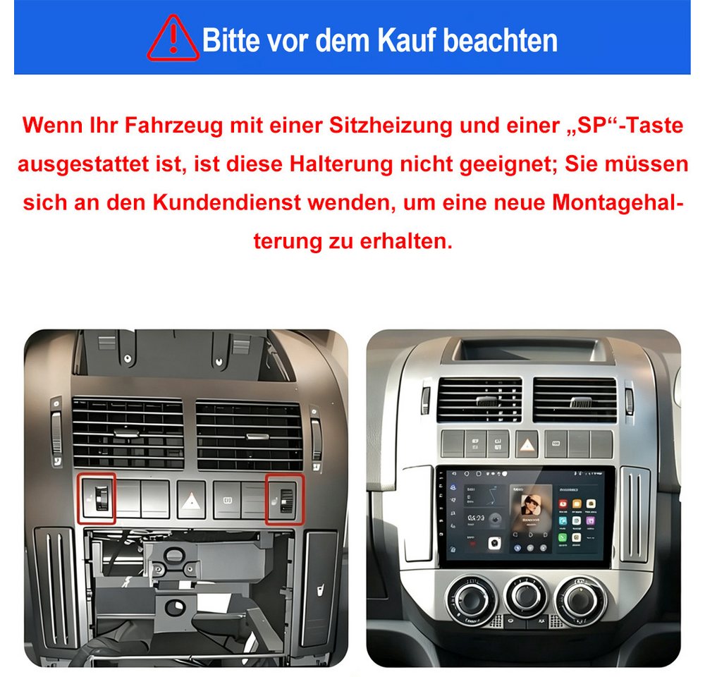 ESSGOO 8-Kern 6+128GB Für VW Polo 9N 2001-2009-Schwarz Silber Autoradio (RDS, Digitalradio (DAB), FM, AM, 4G LTE Carplay Android Auto BT EQ USB Navi WIFI)