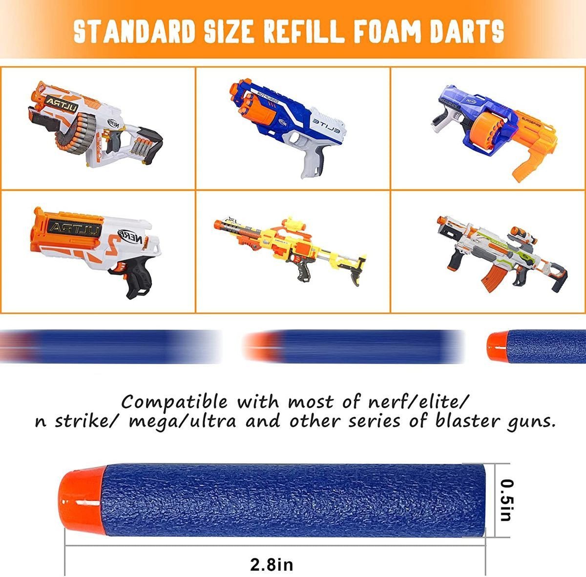 König Design Dartpfeil 880 Soft Nachfüll Foam Darts Pfeile Elite Clip für NERF N-Strike, Ersatzpfeile Munition Foam Darts kompatibel mit Nerf Hasbro Fortnite Bild 3